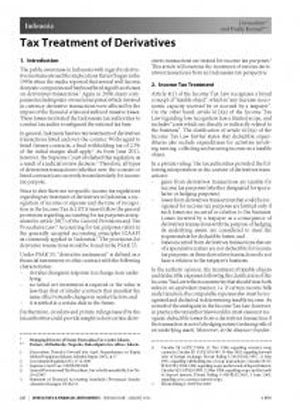 International Publication - Tax Treatment of Derivatives