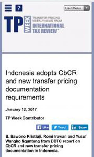 International Publication - Indonesia Adopts CbCR and New Transfer Pricing Documentantion Requirements