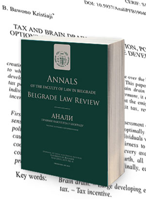 Tax and Brain Drain: Justification, Policy Options and Prospect for Large Developing Economies,” Belgrade Law Review: Journal of Legal and Social Sciences