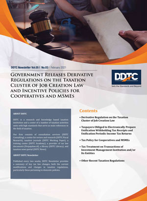 Newsletter - Government Releases Derivative Regulations on the Taxation Cluster of Job Creation Law and Incentive Policies for Cooperatives and MSMEs