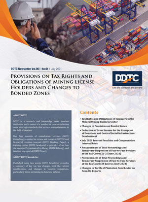 Newsletter - Provisions on Tax Rights and Obligations of Mining License Holders and Changes to Bonded Zones